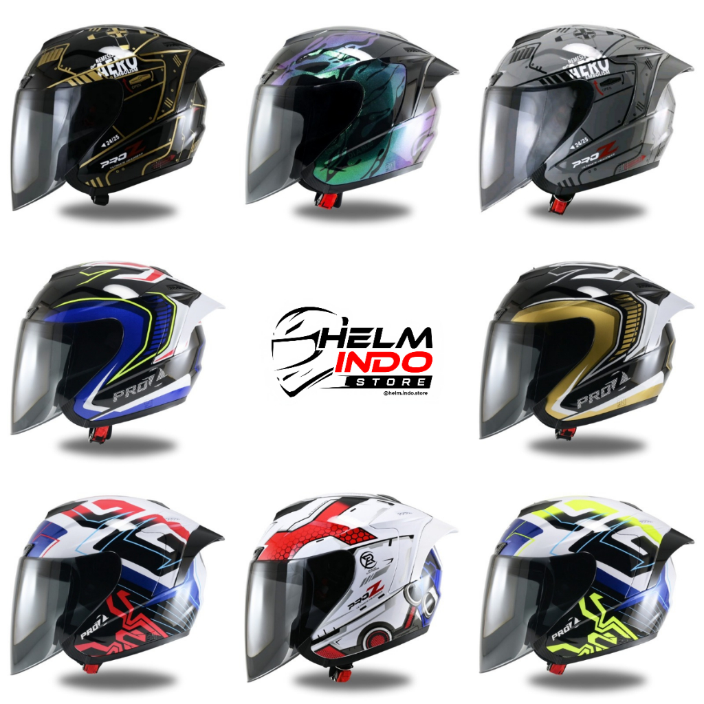 Helm Bip Plast Pro-Z Motif Premium Dengan Kaca Smoke - Helm Sni Untuk Pria Wanita