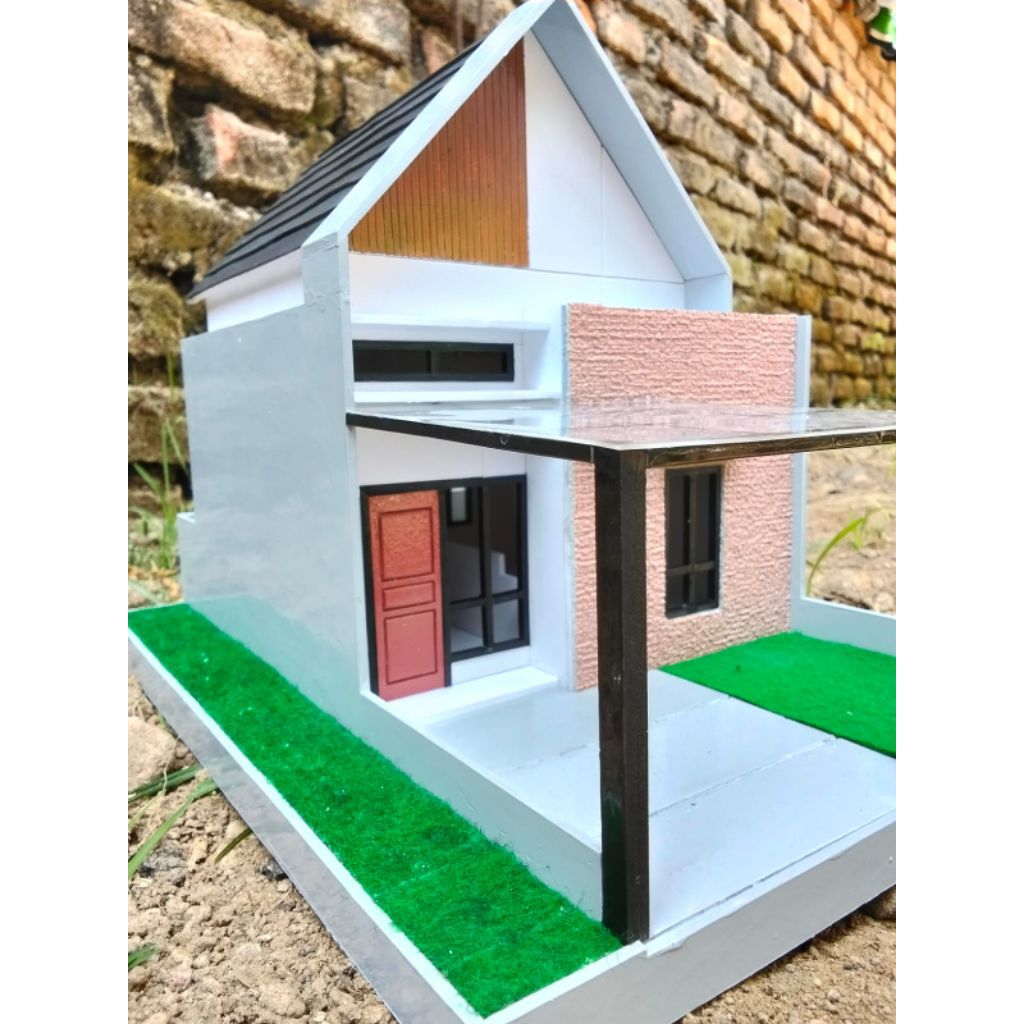miniatur rumah minimalis modern diaroma