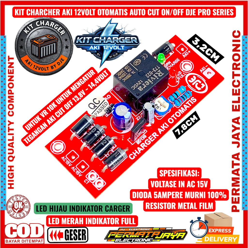 Kit Charger Aki 12v Otomatis Cut Off Cas Aki Otomatis DJE PRO SERIES