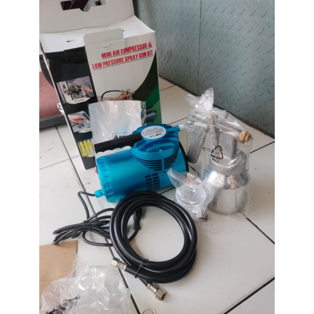 Mini Compressor Set Spray Gun Kit Kompressor Mini Semprot Cat