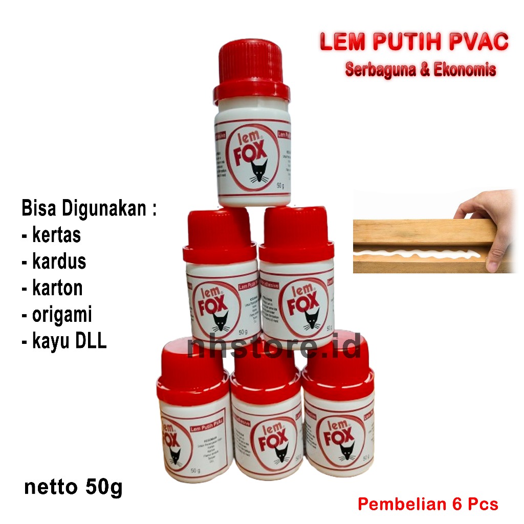 

Lem Fox Mini Putih 50gr 6 Pcs / Lem Serbaguna / Lem Kertas / Lem Kayu Kerajinan Sekolah Lem Putih