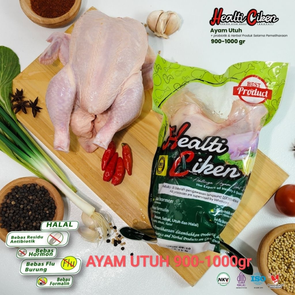 

Healti Ciken Healthy Chicken Ayam Herbal Probiotik Halal Ayam Utuh 0.9-1kg