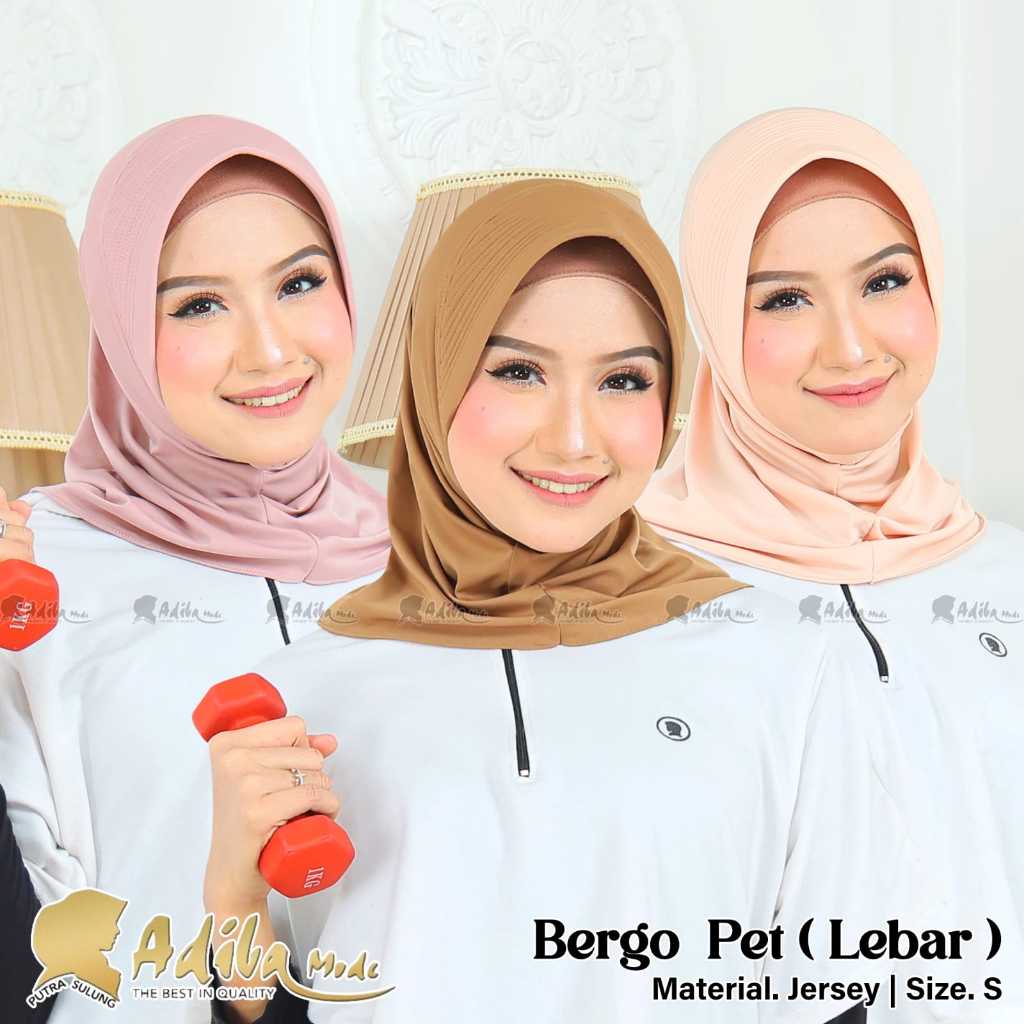 Jilbab Sport Pet Lebar / Hijab Sport Bergo Pet Lebar / Jilbab Instan Bergo Pet Lebar