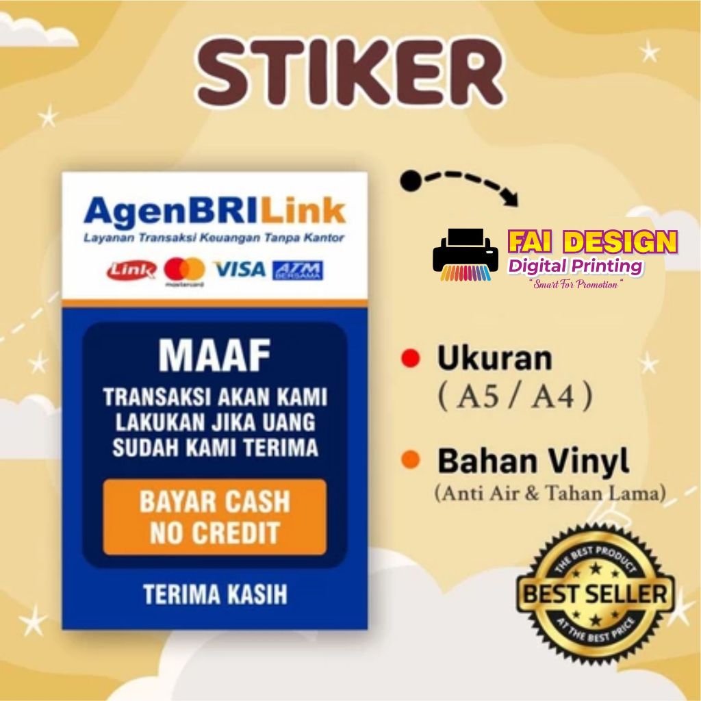 

Stiker BRI Link Transaksi Bayar Cash
