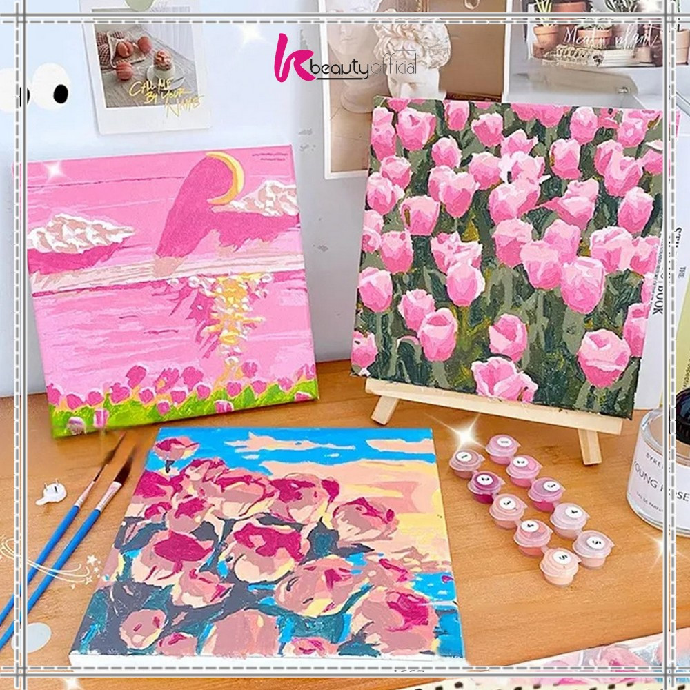 

EC KB-A110 Paint By Number Kit 20x20cm Kanvas Siap Lukis / DIY Canvas Acrylic Aesthetic / Diy Digital Painting Canvas Lukisan Bunga Pemandangan Wall Decoration