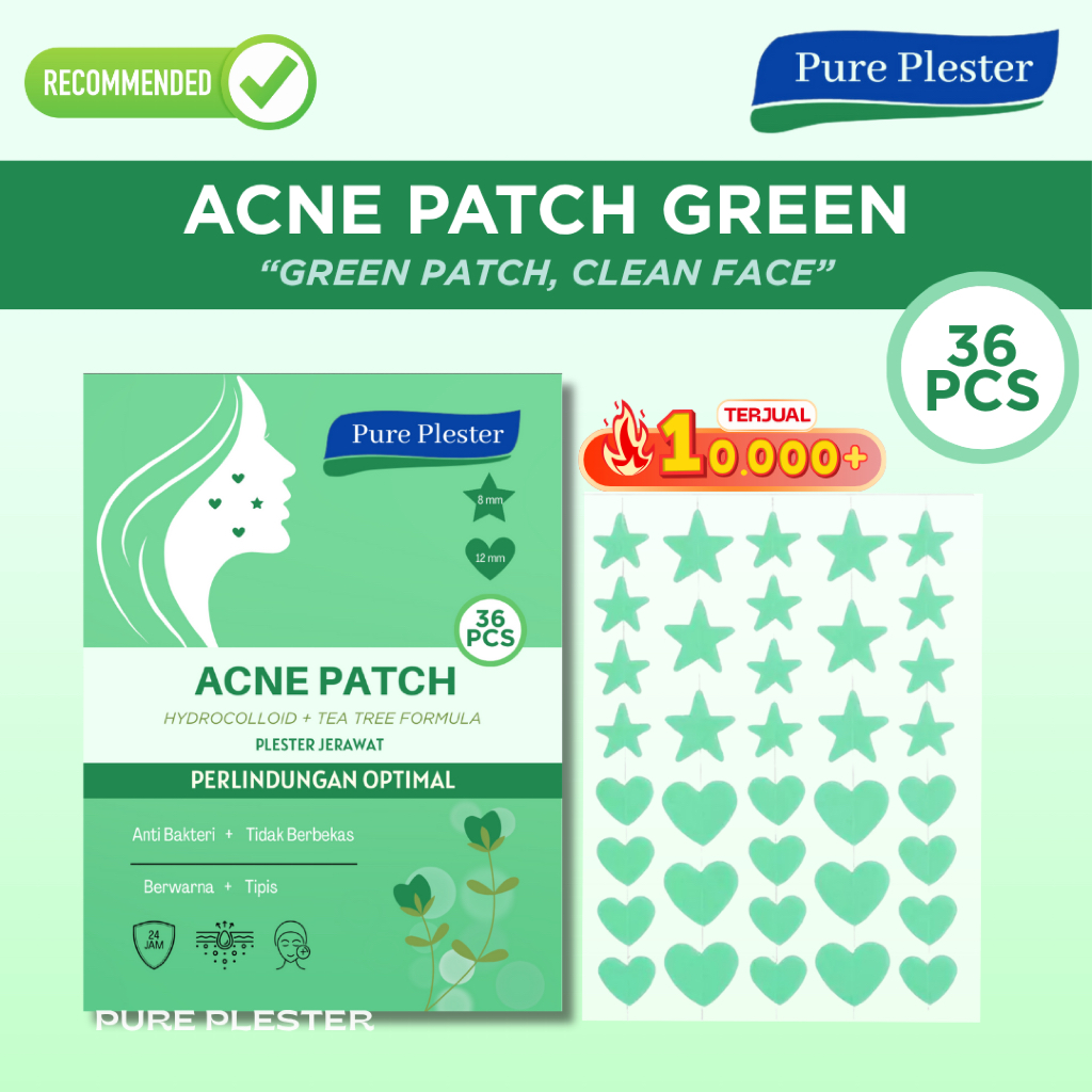 Acne Pimple Patch Green / Plester Jerawat Hijau Karakter Star dan Love - Hydrocolloid Patch Pagi dan