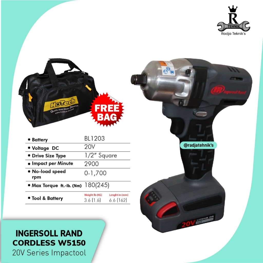 INGERSOLL RAND  IR W5150 Impact Cordless  Impact Cordless 1/2" Sq  Alat Tukang Serbaguna