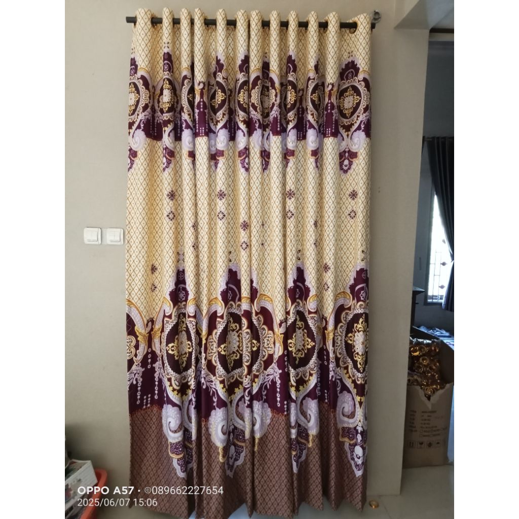 Gorden Smokring Bahan Polymikro Lebar 145cm Panjang 230cm, Gorden Rumah Gorden Pintu Gorden Jendela 