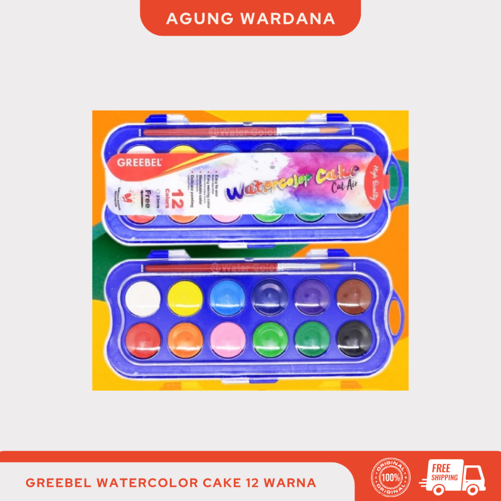 

GREEBEL CAT AIR PADAT WATERCOLOUR SET CAKE 12 WARNA