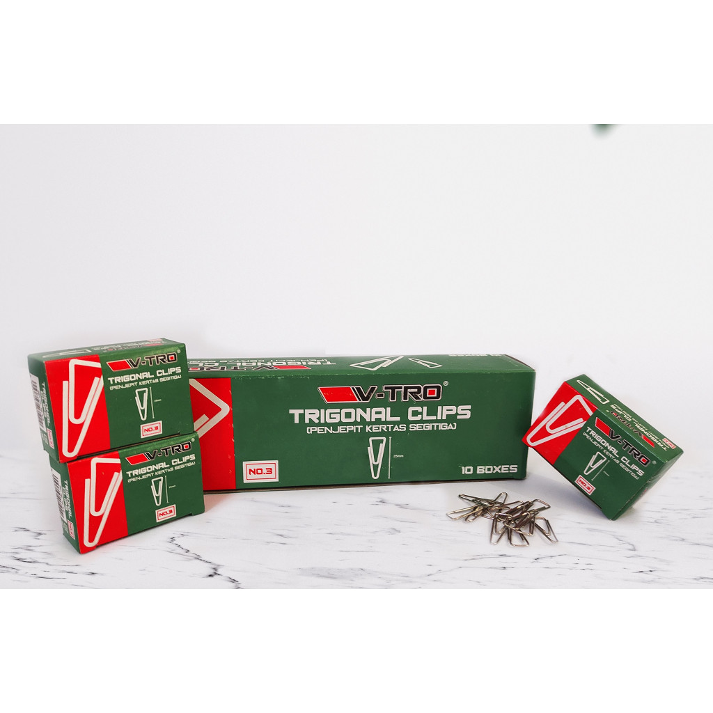 

V-tro Trigonal Clip Paper Clip No 3 - Penjepit Kertas (1 Box Isi 10 kotak kecil)