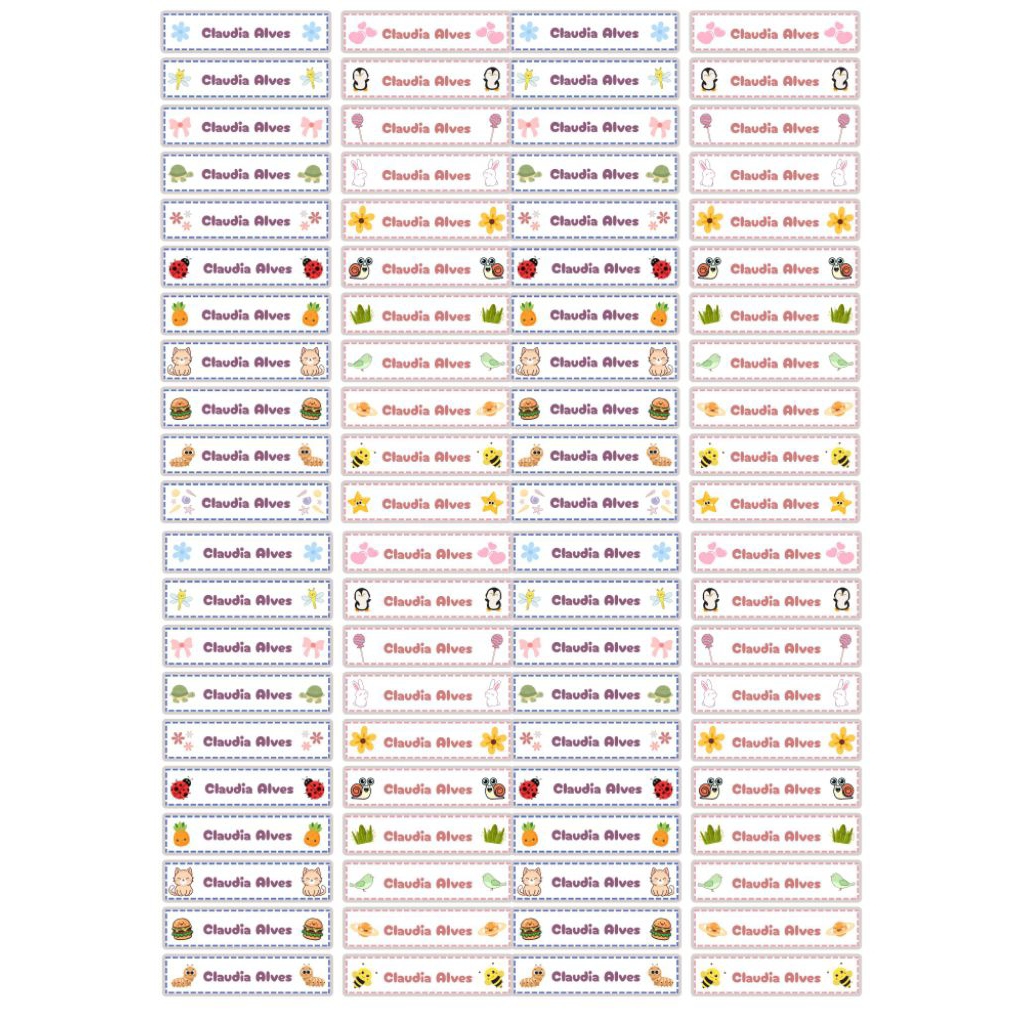 

Stiker Nama Custom Ukuran A4 | Isi 20 30 24 50 80 pcs | Waterproof & Full Color