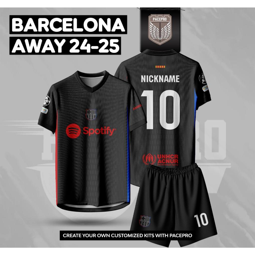 Jersey Bola Premium Barcelona Away Free Custom Nama dan Nomor Punggung
