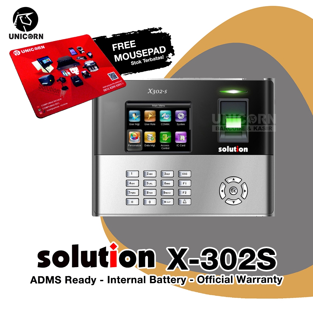 Mesin Absensi Sidik Jari - Solution X-302S X302S X302 S Fingerprint ADMS