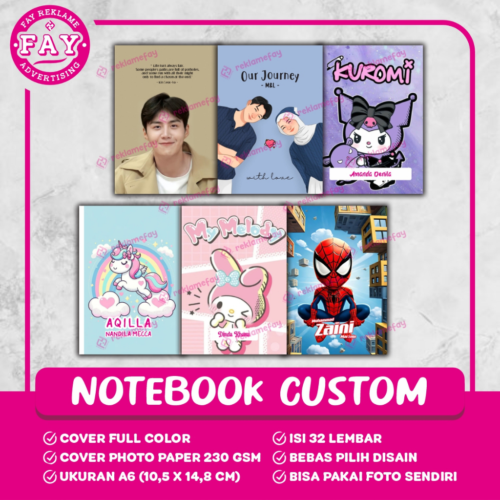 

Notebook, Notepad, Catatan A6 Custome, Catatan kecil, fay reklame