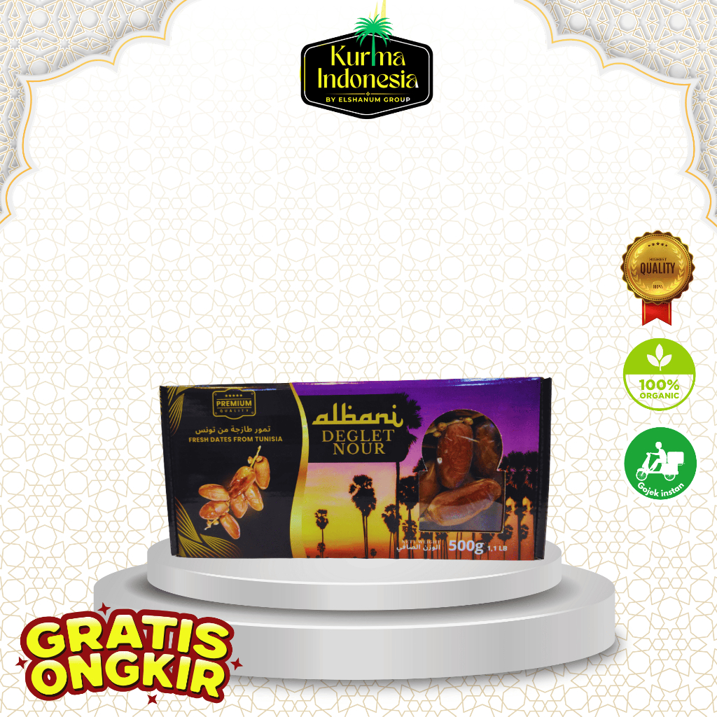

Kurma Albani Deglet Nour 500gr Premium Best Quality Tunisia Tangkai - Kurma Elsanum