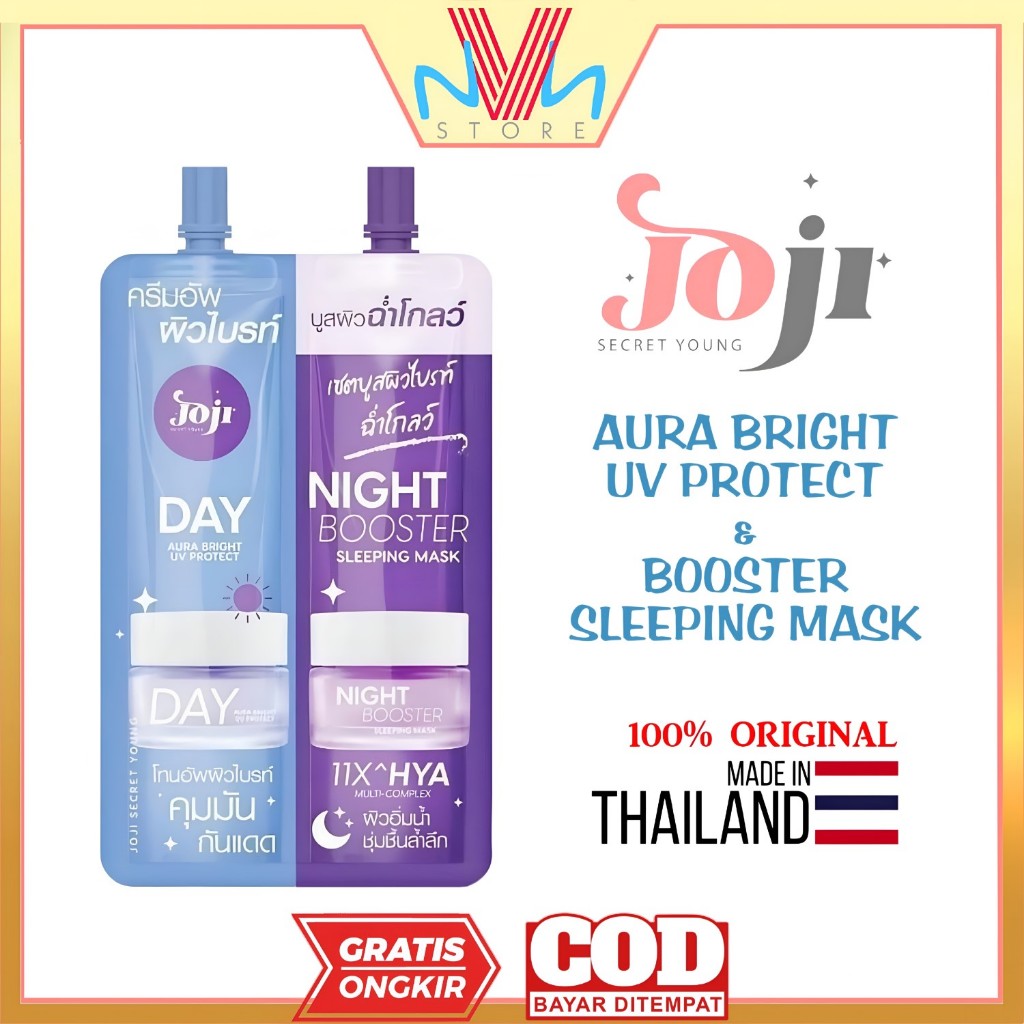 JOJI SECRET YOUNG DAY AURA BRIGHT UV PROTECT & NIGHT BOOSTER SLEEPING MASK 8ml + 8ml - ORIGINAL THAI