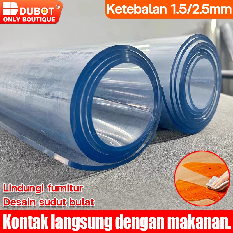 DUBOT Taplak Meja Transparan Bahan Mika Plastik Taplak Meja Makan PVC Transparan BISA CUSTOM UKURAN 