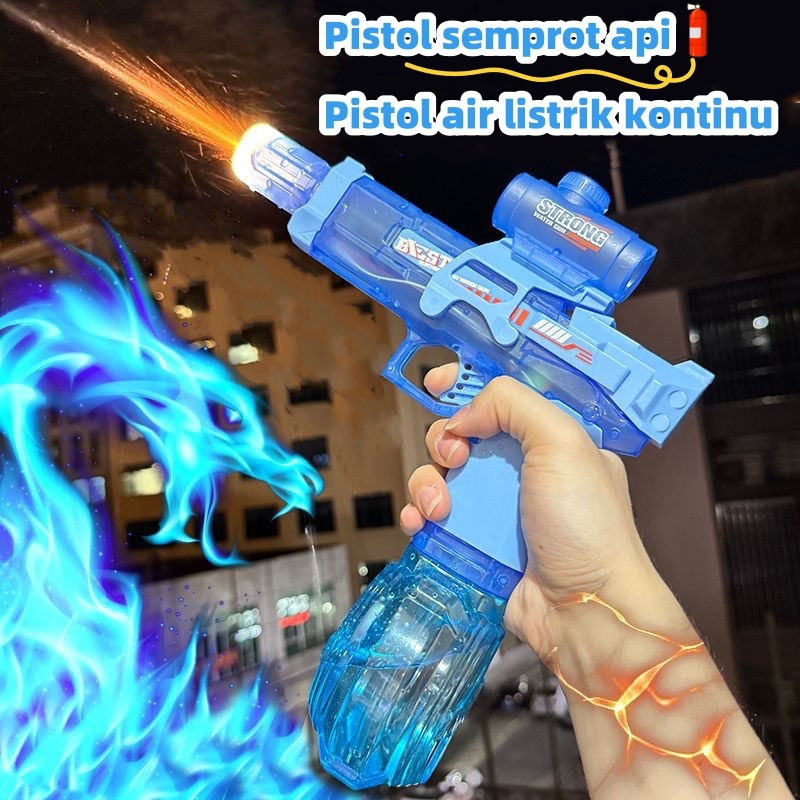 【COD】Pistol Air Berulang Listrik Mainan/Anak-anak Listrik Suara-cahaya Stretch Getaran Semprot Senap