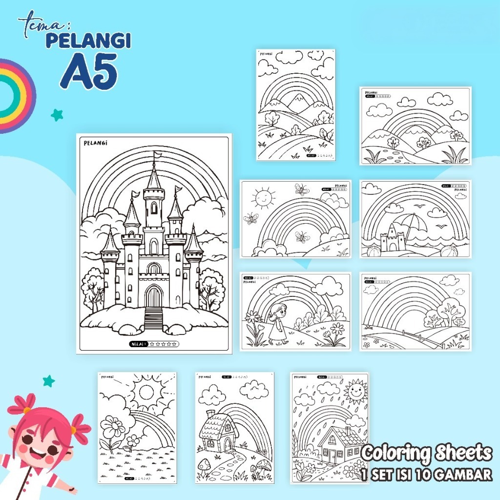 

(A5) KERTAS MEWARNAI ANAK - COLORING SHEETS SERIES 2 LENGKAP- LEMBAR MEWARNAI ANAK PAUD/TK/SD
