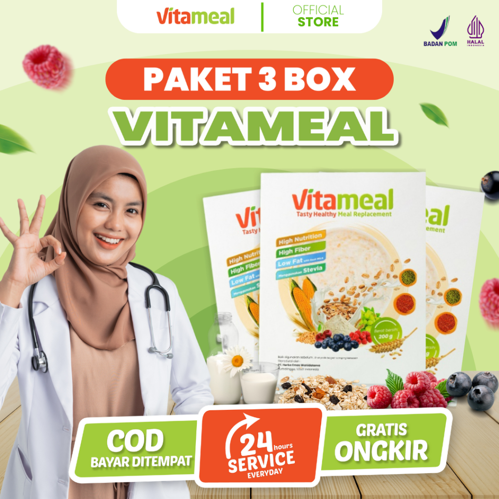 

PAKET 3 BOX - Sereal Vitameal Solusi Diabetes Menahun Kolesterol Hipertensi Diet Herbal VITAMINILK HIPERTENSI