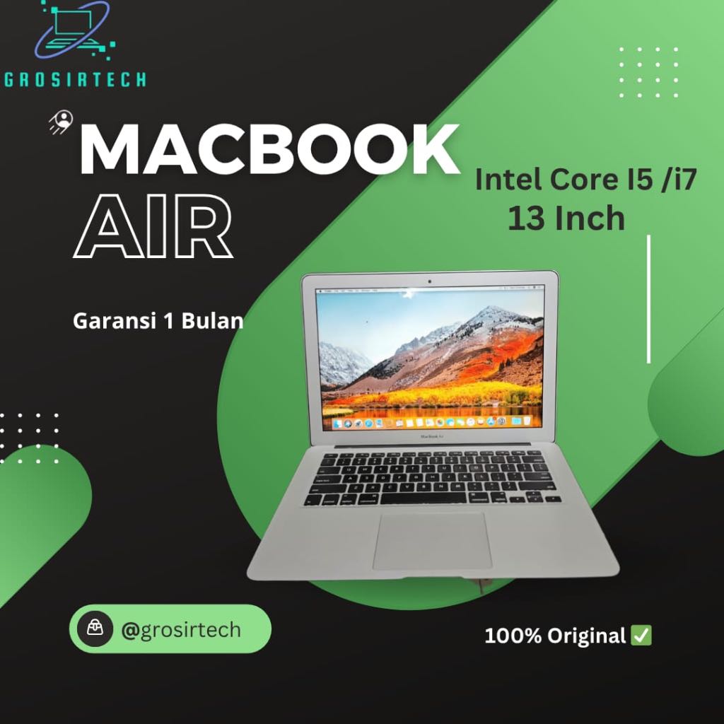 MacBook Air 2015/2017/2018/2020 Layar 13 inch /Intel Core i5/i7 RAM 8 GB/16 GB/ SSD 128 GB/256 GB/51