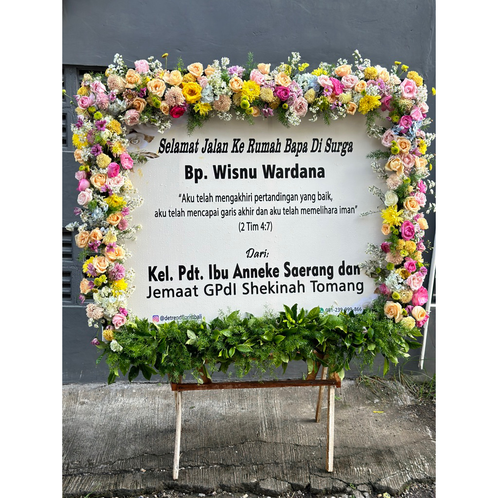 PU002 Size 100x 130xm Bunga Asli REAL PICTURE ASLI/Karangan bungaBali/papan duka cita/papan ucapan w