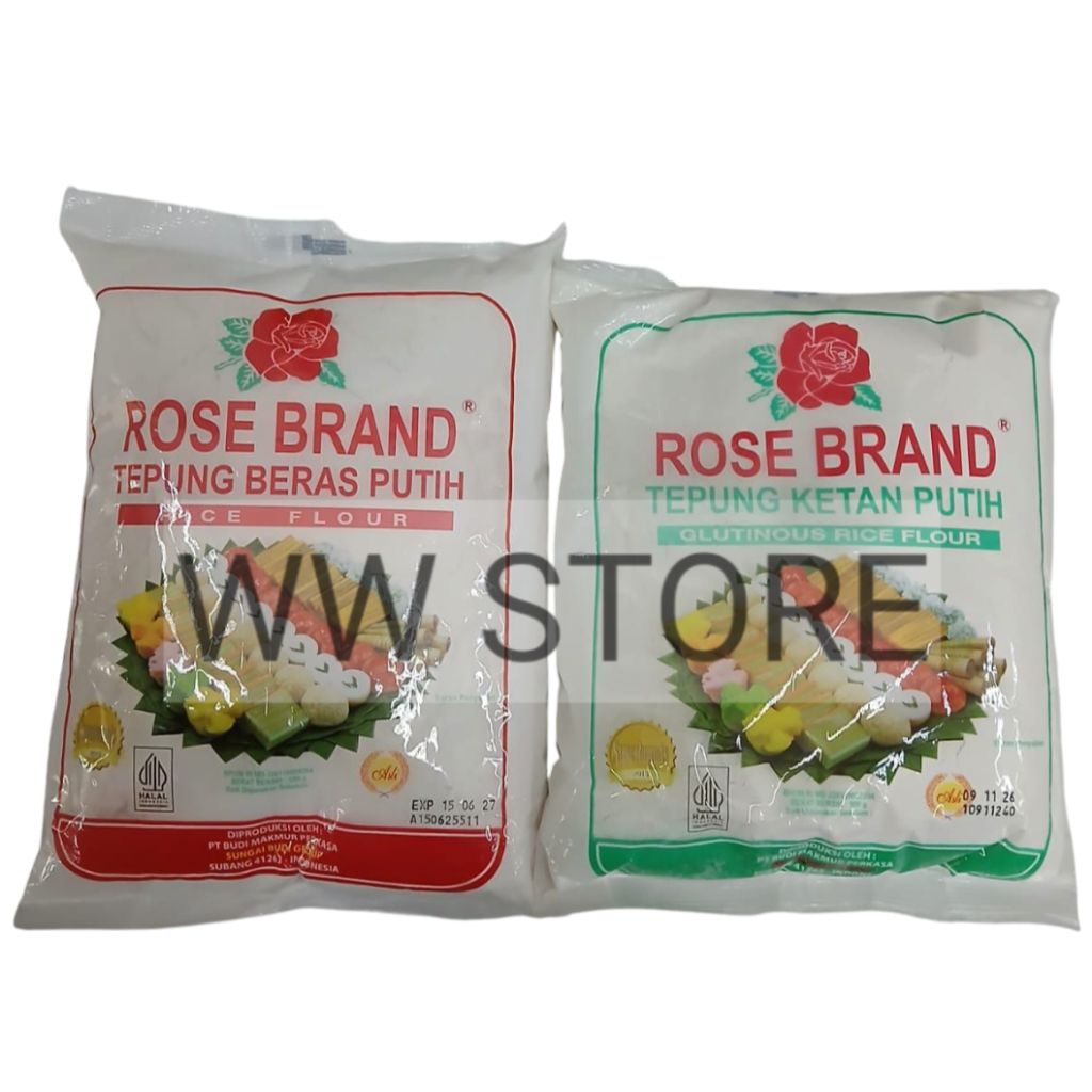 

Tepung Beras Ketan Putih halal MUI ROSE BRAND Glutinous Rice Flour kemasan 500g
