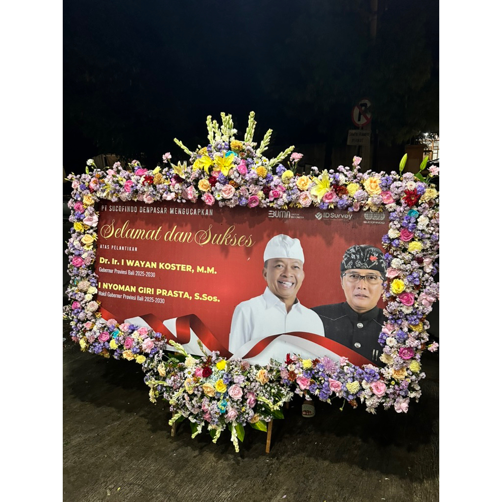 PU010 PAPAN JUMBO 100x200cm FRESH REAL PICTURE ASLI/Karangan bunga Bali/duka cita/papan ucapan weddi