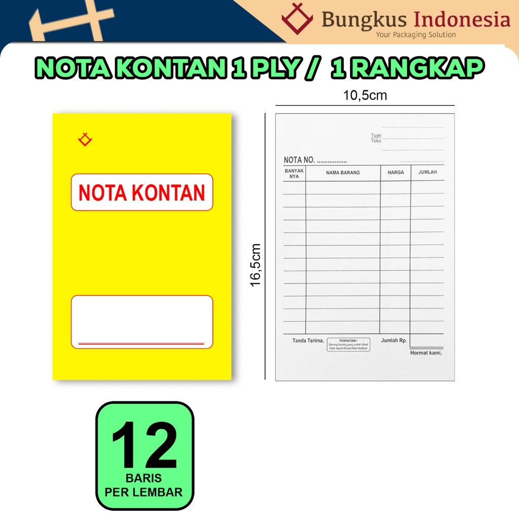 

Buku Nota Kontan 1 ply / Nota Kontan Rangkap 1 / Nota Kontan 1 ply zibiz