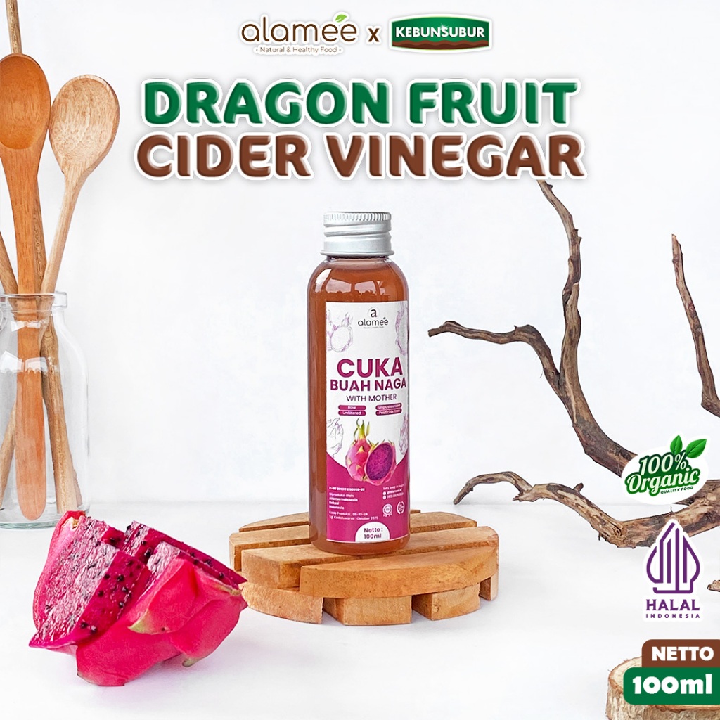 

ALAMEE Cuka Buah Naga Organik Dragon Fruit Cider Vinegar With Mother Fermentasi Probiotik 100ml kebunsubur