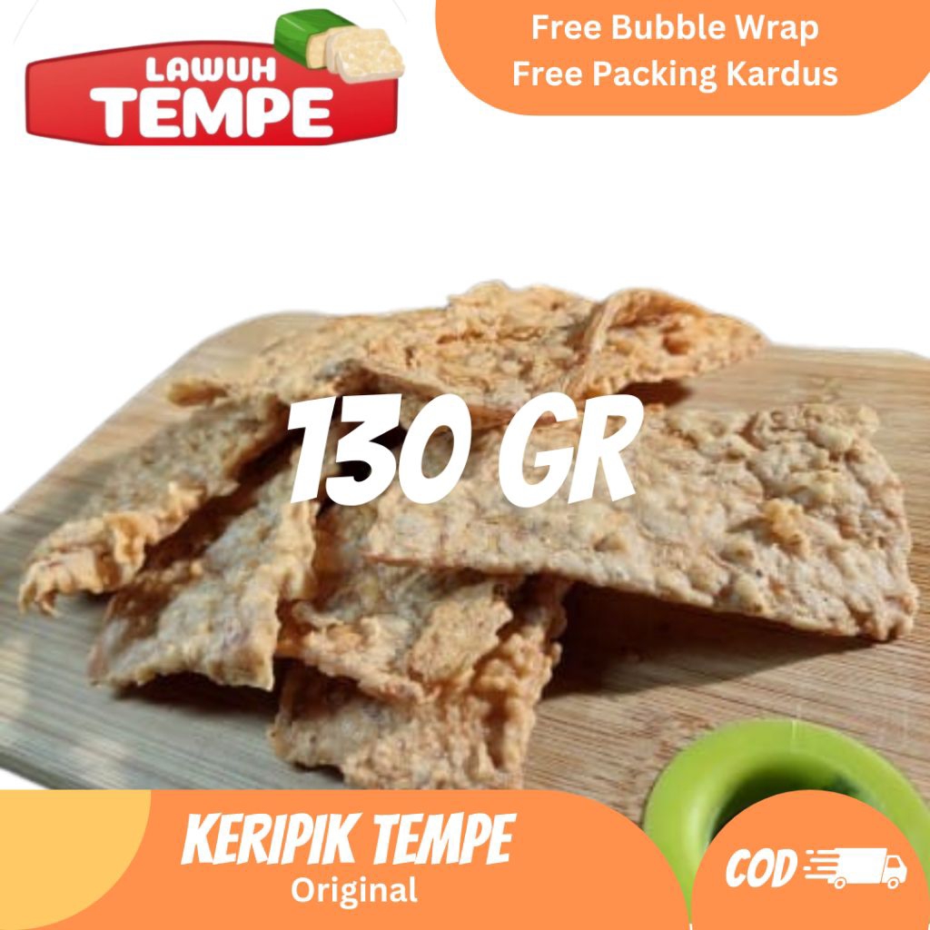 

Keripik Tempe Murni Tepung [130gr] Crispy & Gurih ( Free Packing Kardus & Bubble Wrap ) / Snack Camilan Murah