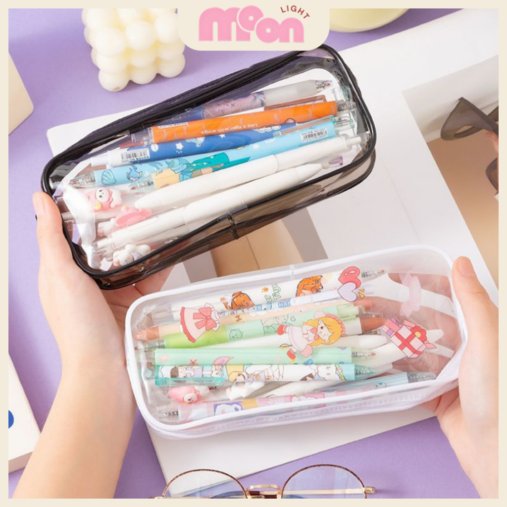 

Kotak Pensil Transparan Tempat Pensil Aesthetic Tempat Penyimpanan Kosmetik Pouch Transparan PVC Serbaguna
