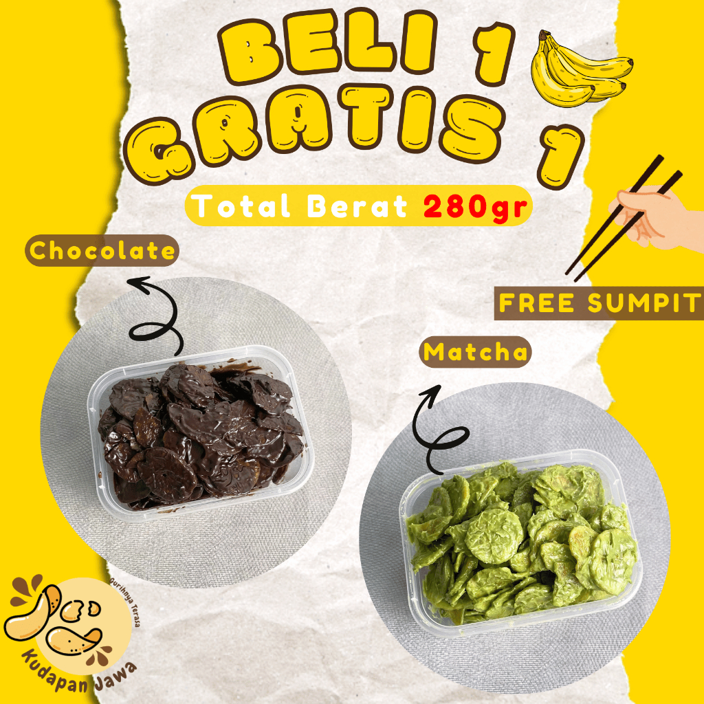 

KUDAPAN JAWA - Paket 280 Gram Keripik Pisang Full Coklat Lumer Melted Choco Banana Chips Box
