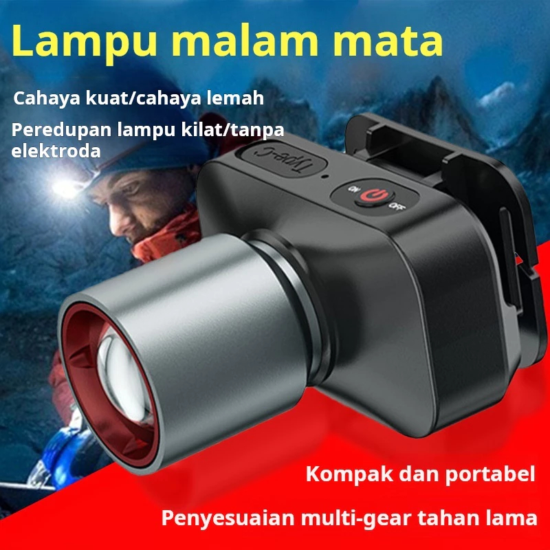 【99999999W】Suksestech Senter Kepala Cas Headlamp Zoom In Out 3 Mode Lampu Sensor Waterproof D 33