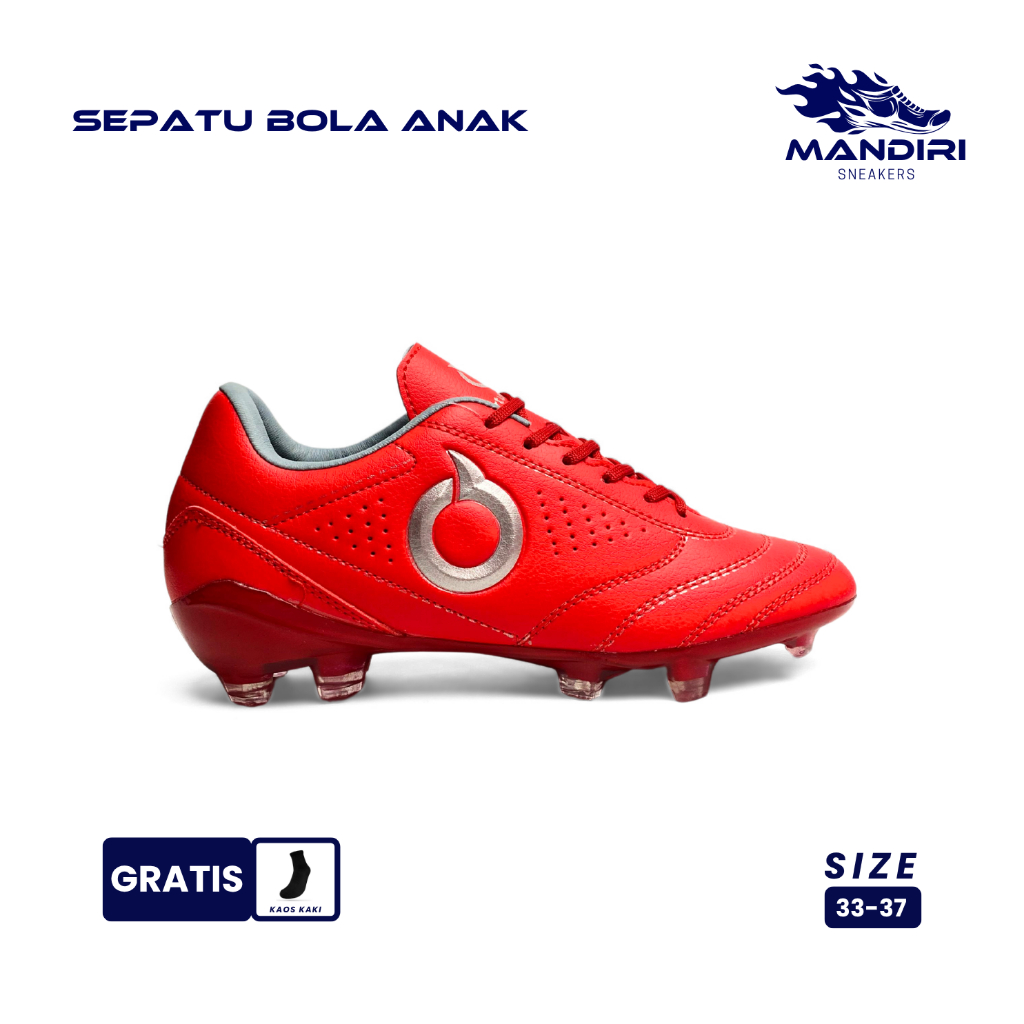 Sepatu Bola Anak Ortuseight Junior Merah Silver Premium Quality Sepatu Olahraga Anak Murah Bisa Cod