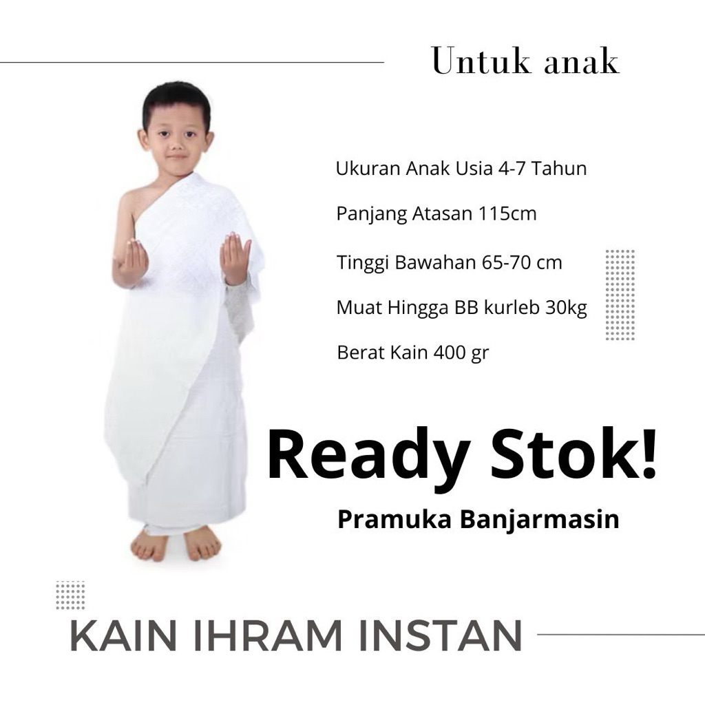 KAIN IHRAM INSTAN ANAK TK/PAKAIAN IHRAM ANAK LAKI-LAKI