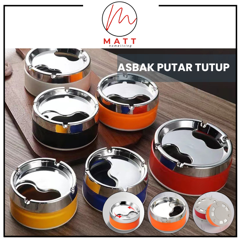 MATT Asbak Putar Tutup / Asbak  Portable Rotation Enclosed / Asbak Stainless Steel Tebal
