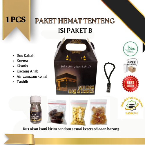

Oleh Oleh Haji/Umroh 1 Pcs Paket B Dus tenteng, Botol+Air zam zam, Kurma, Kac Arab, Kismis, Tasbih
