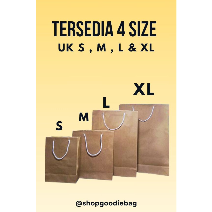 

1 LUSIN (Isi 12pcs) Tas Souvenir PAPERBAG Brown Craft / Coklat Polos UK 15X7X20