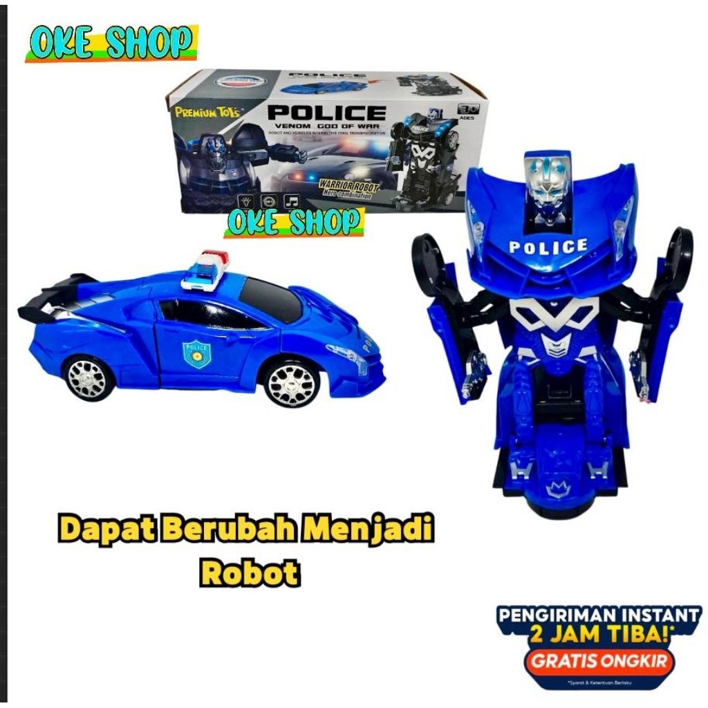 MAINAN ROBOT TRANSFORM POLISI MOBIL BERUBAH JADIROBOT - ROBOT POLICE CAR