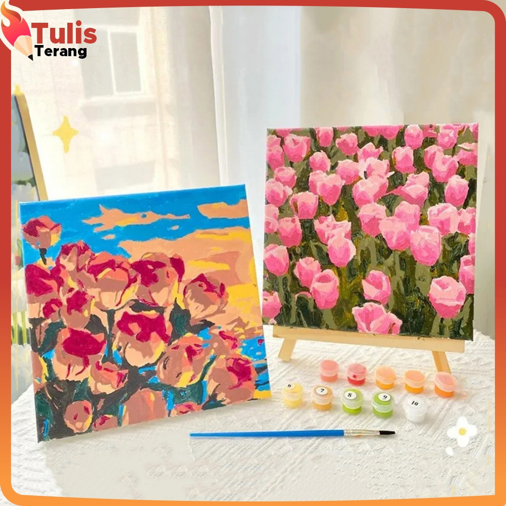 

EC Kanvas Siap Lukis Painting By Number Kit 20x20cm / DIY Canvas Digital Painting Acrylic Aesthetic Lukisan Bunga Pemandangan Tulis Terang A110