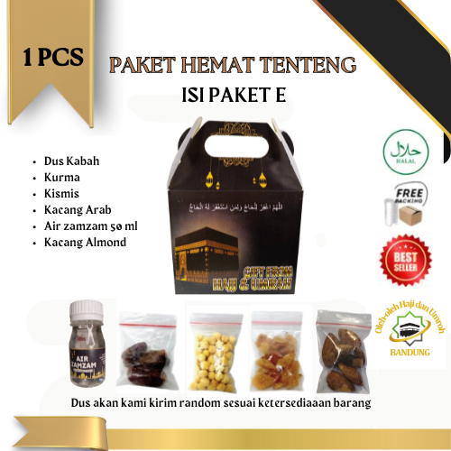 

Oleh Oleh Haji/Umroh 1 Pcs Paket E Dus Tenteng, Botol+Air zam zam, Kurma, Kac Arab, Kismis,Almond