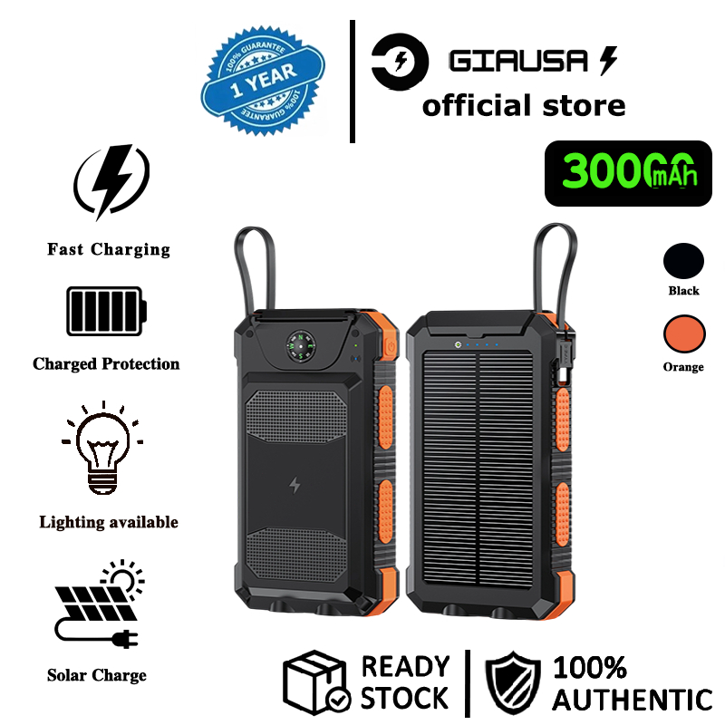 Solar Charging Outdoor Powerbank Membawa Kompas Sendiri tahan udara Pencegahan jatuh 30000MAH Fast C
