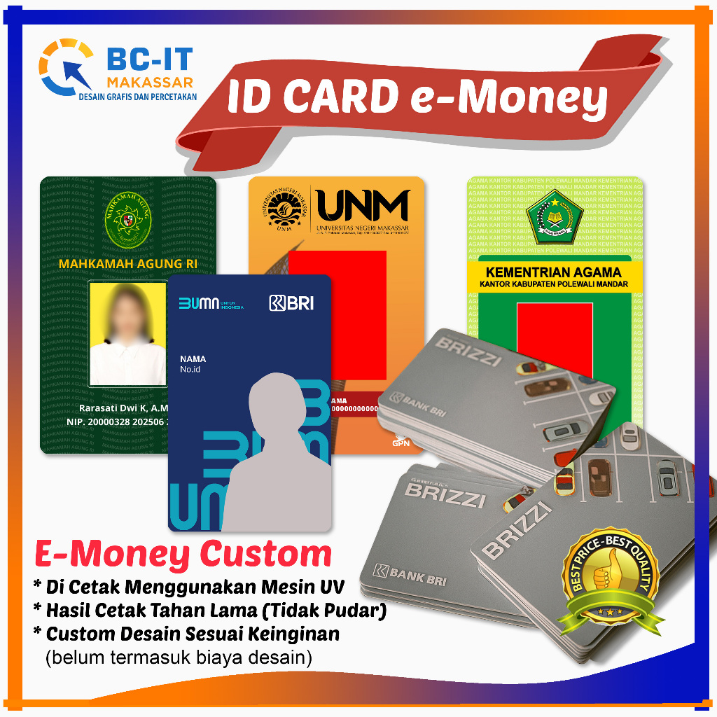 

cetak etoll emoney custom 2 sisi