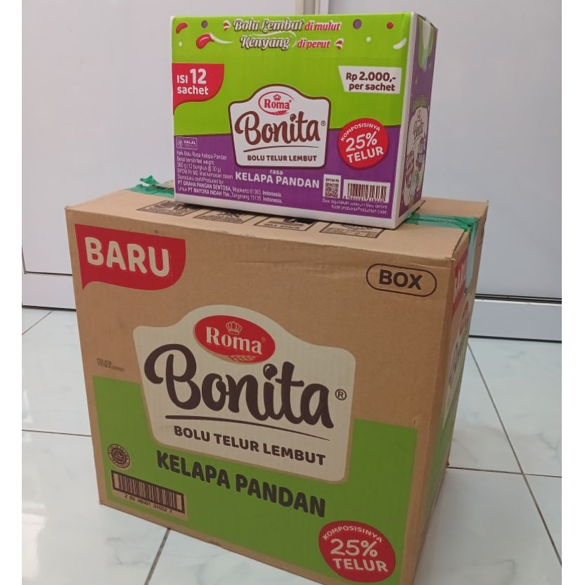 

Roma BONITA Bolu Lembut rasa COKELAT/KELAPA PANDAN/KEJU SUSU ( HARGA 1 Karton isi 6 box )