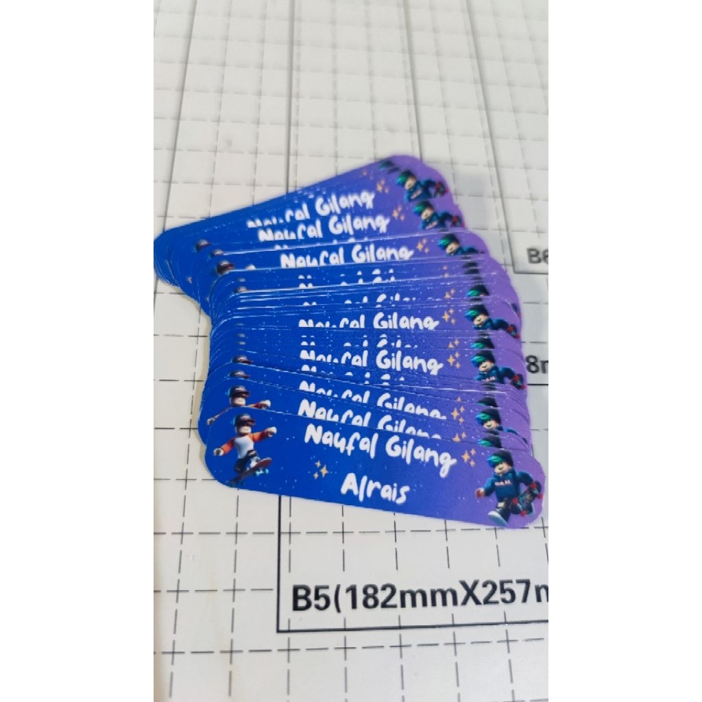

stiker label nama anak custom desain lucu
