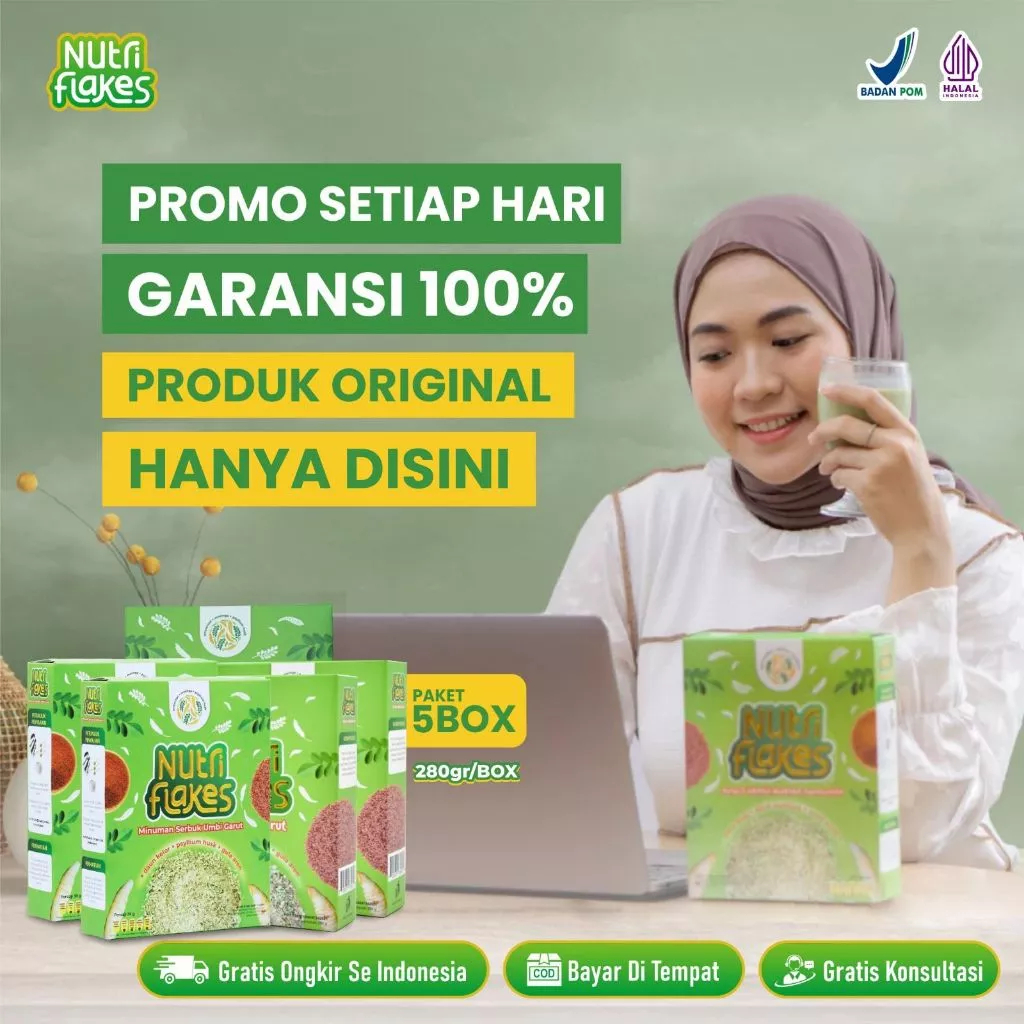 

Nutriflakes 5 Box Sereal Sehat Umbi Garut Efektif Atasi Asam Lambung, Maag, Gerd, Rendah Kalori