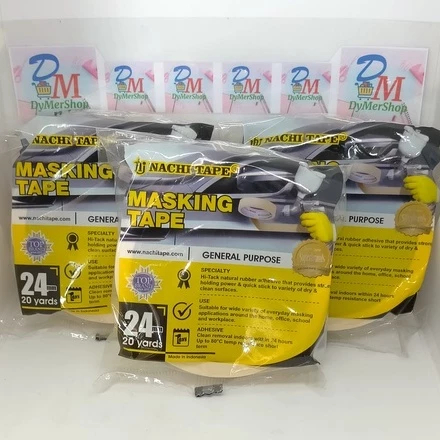 

Lakban kertas - Masking tape - Selotip kertas merk NACHI 2,4 cm 1 inchi Ori 100% Original Asli Authentic