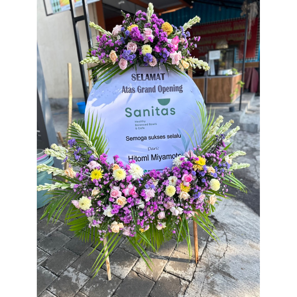 PU0224 Bentuk Bulat D: 80cm 2 Titik REAL PICTURE ASLI/Karangan bunga Bali/duka cita/papan ucapan wed