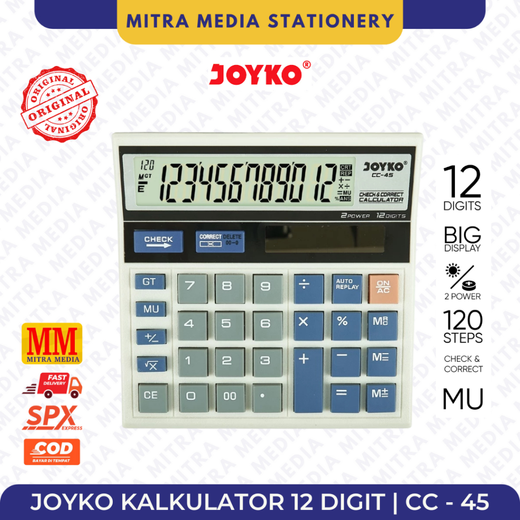 

JOYKO Calculator Kalkulator CC-45 12 Digits Check & Correct / Joyko CC 45 / CC45
